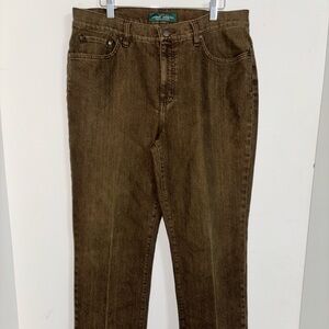 Ralph Lauren LRL Women Wide Leg Jeans Size 12 34X30 green denim pants polo prep